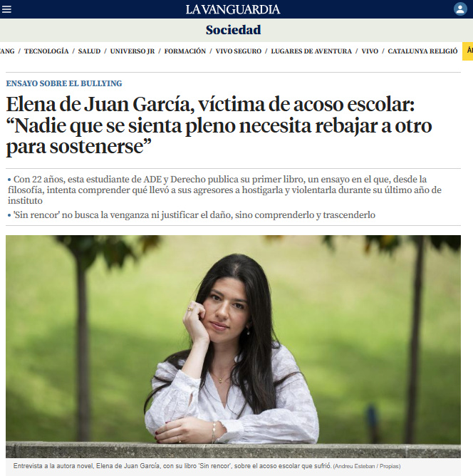 Elena de Juan, entrevistada en La Vanguardia sobre «Sin rencor»